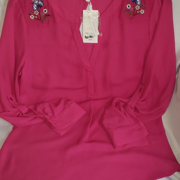 NWT Candies Floral Accent Sheer Top - Picture 2 of 6